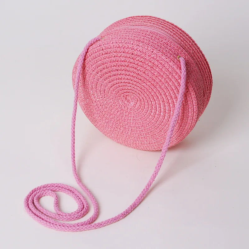 Personalized Name Daisy Straw Crossbody Bag Women Round Woven Shoulder Bag Summer Beach Handbag Gift