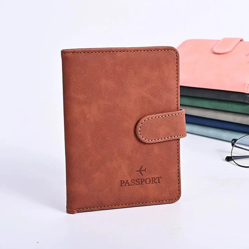 Leather Passport Holder Covers Case Waterproof Travel Credit Card Wallet Cute Passport Book for Women/Men Buckle Passport Cover