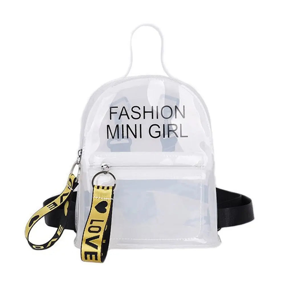Transparent Laser Backpack for Women Candy Color Letter Fashion Mini Shoulder Bag PVC Jelly Small Schoolbag