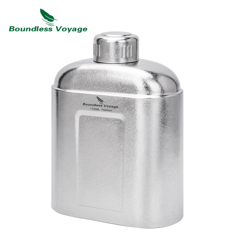 Boundless Voyage Camping Titanium Bottle with Carry Bag 1.1L Open Flame Heating Canteen Leakproof Drinkware for Hiking Ti3012D