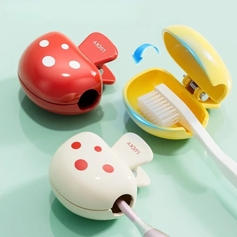 Cute Travel Toothbrush Head Covers Toothbrush Protector Cap Brush Pod Case Protective Portable Plastic Clip for Household Travel