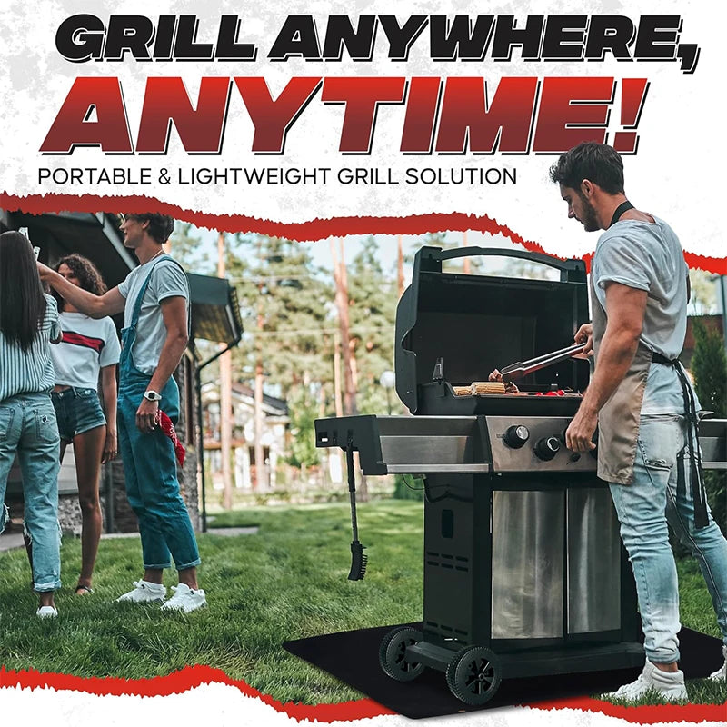 LMETJMA Under Grill Mats Double-Sided Fireproof Outdoor Grill Protective Mat Oilproof Waterproof BBQ Fire Pit Fireplace Mat