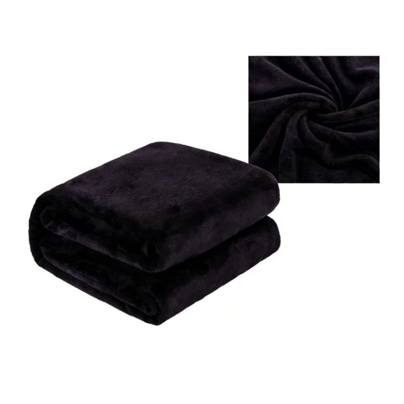 250GSM Black Flannel Blanket Soft Plush Fleece Throw Warm Cozy Bed Cover for Sofa Bedroom All Season Blanket Queen King Size