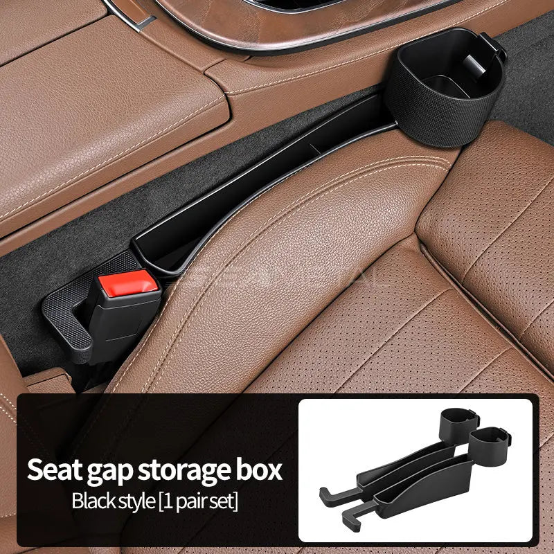 SEAMETAL Car Seat Gap Box Universal Cup Holder Organizer Soft Flexible Storage Box Phone Hook Cable Slot Cards Case Drink Stand