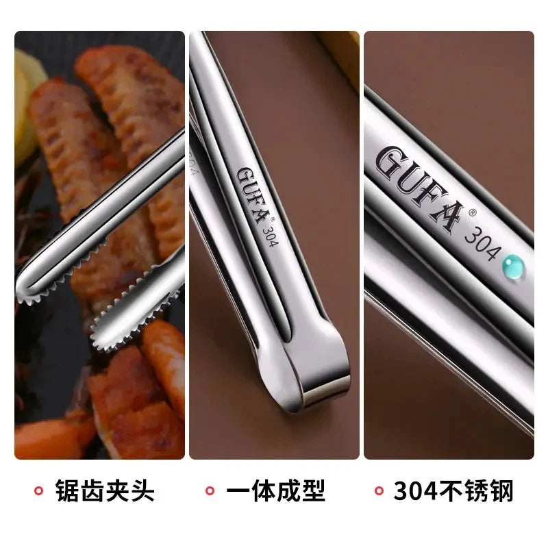 1/5pcs Stainless Steel Barbecue Clip Multifunction Food Tongs Clip Steak Tongs Lengthened Barbecue Clip Kitchen Barbecue Gadgets