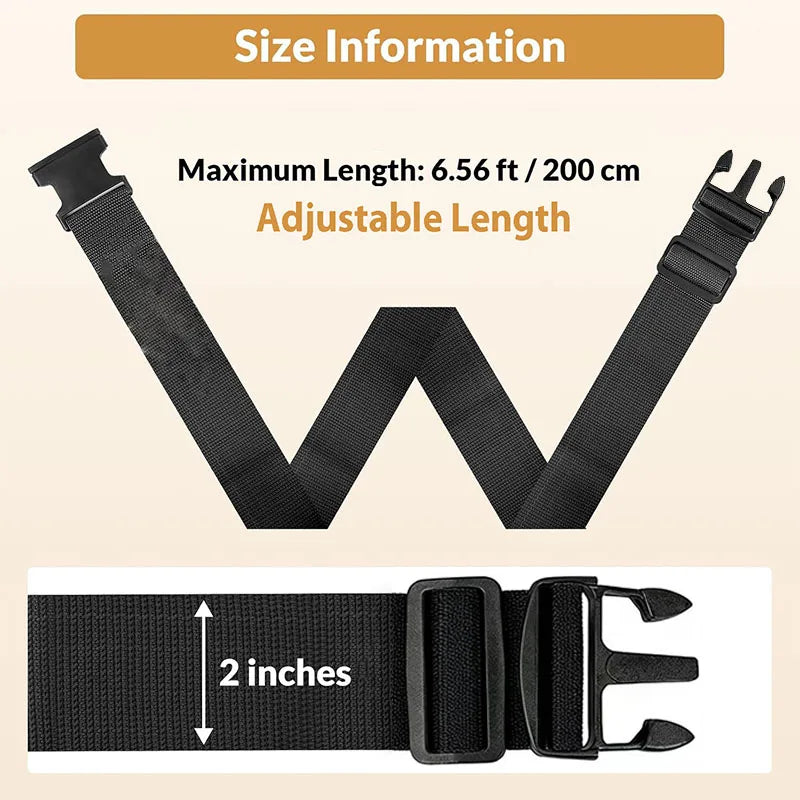 Straight Shaped Luggage Straps for Suitcase, Polyester Luggage Belt with Adjustable Release Buckle Travel Accessory