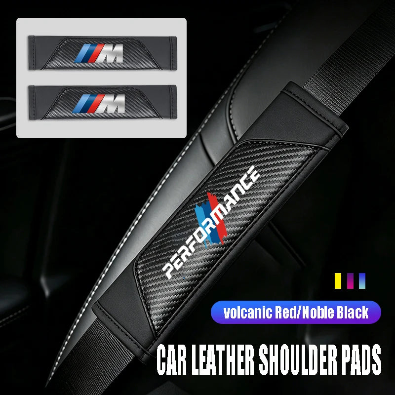2Pcs Car Leather Seat Belt Shoulder Cushion Protective Cover Auto Tissue Box For BMW X1 X2 X3 X5 X4 X6 X7 iX3 F20 F10 F07 E