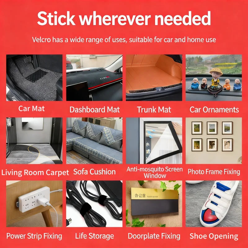 3M Strong Double-sided Adhesive Hook and Loop Tape High-adhesion for Car Mats Home Use More - Strong Self-Adhesive Fastener