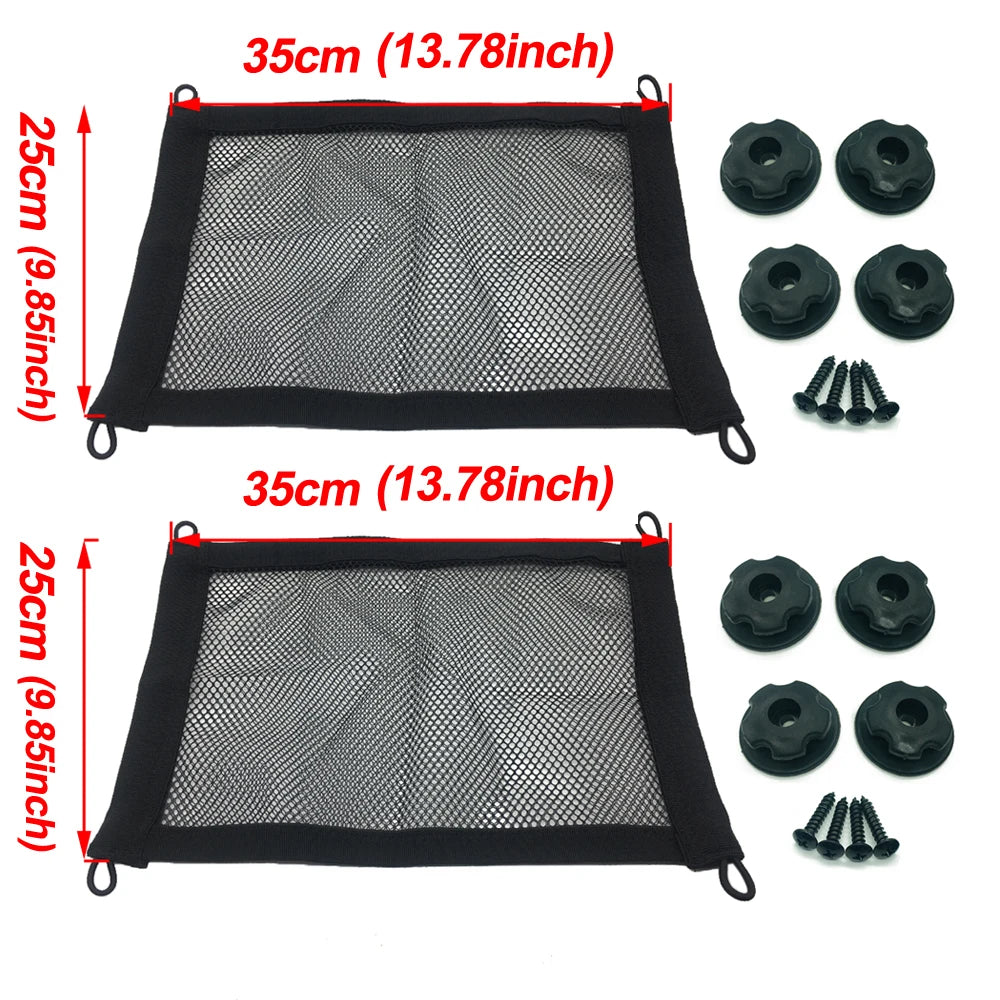 Stretchable Small Cargo Net Pocket Storage Mesh Net Elastic with Mounting Screws and Hooks for RV Truck Car SUV Boats