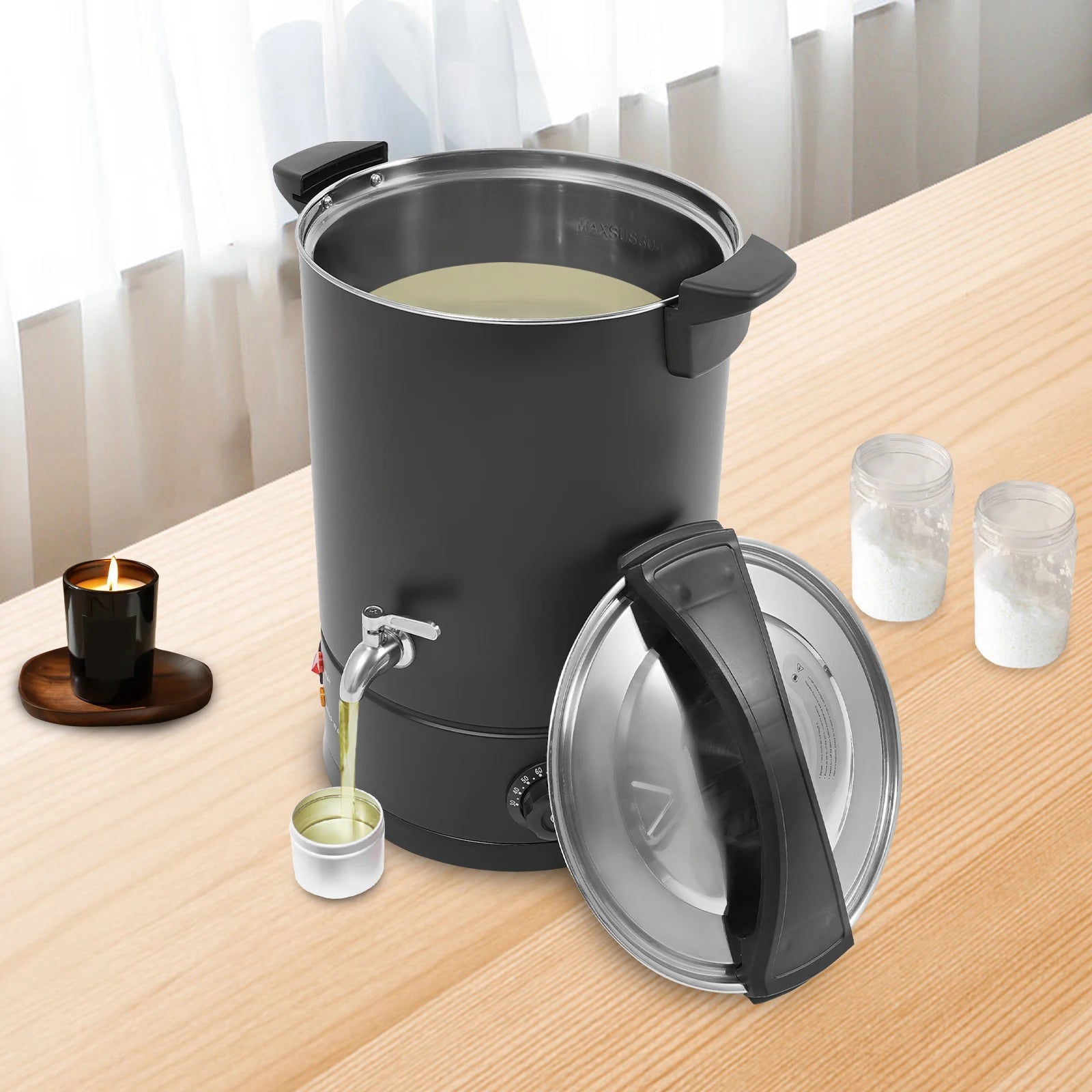 8L/10L/12L/15L Wax Melter for Candle Making, 1.8KW Electric Wax Melt Oven Stainless Steel Wax Melting Pot Wax Warmer Machine Kit