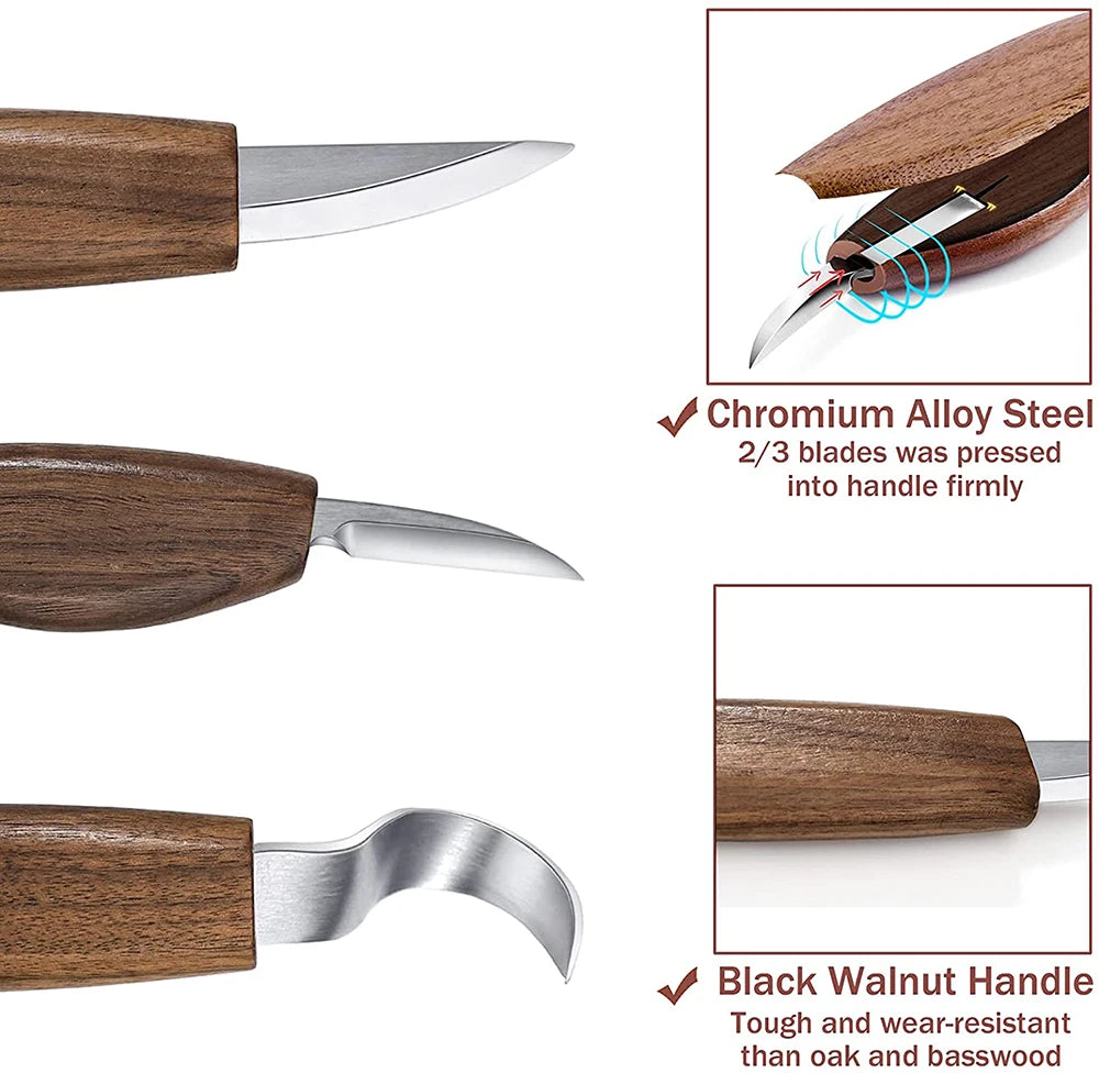 1/3/5/7/10/12pcs Wood Carving Tools Chisel Woodworking Cutter Hand Tool Set Wood Carving Knife DIY Peeling Woodcarving