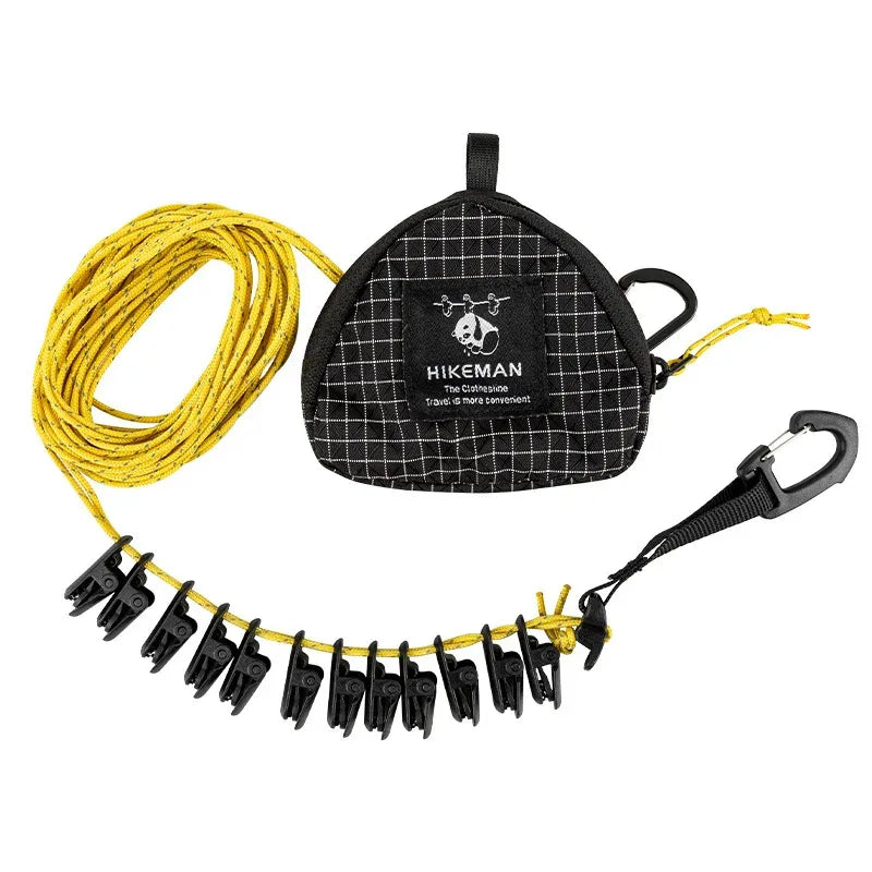 Outdoor Clothesline Camping Portable Storage Hanging Rope with Clips Travel Hotel No-Drill Windproof Drying Rope