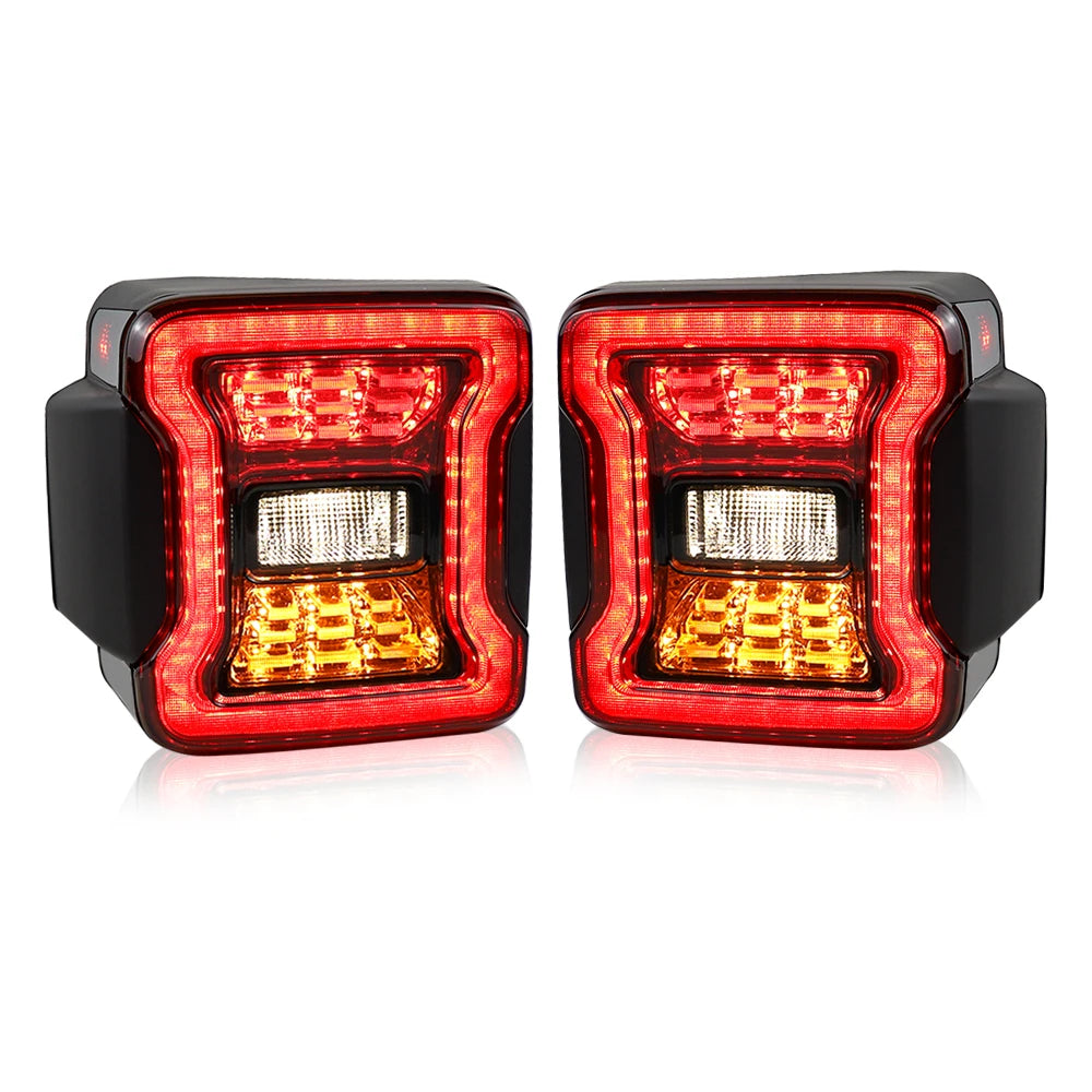 2x For Jeep Wrangler JK 2007-2017 LED Tail Lights Reverse Brake Running Lamp Rear DRL