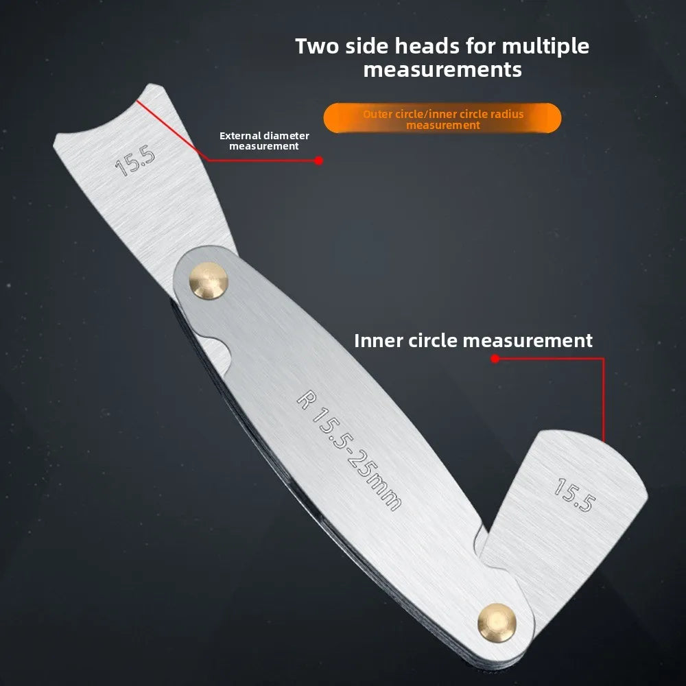 Stainless Steel Radius Gauge R0.3-1.5/R1-7/ R7.5-15/ R15.5-25 Arc Measuring Tool Sample R Gauge Screw Pitch