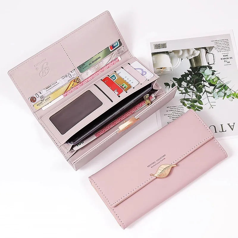 Wallet Lady 2026 New Season Best-selling Large Capacity Women's Long-Style Wallet Fresh and Cute Leaf Card Bag Handbag for Women