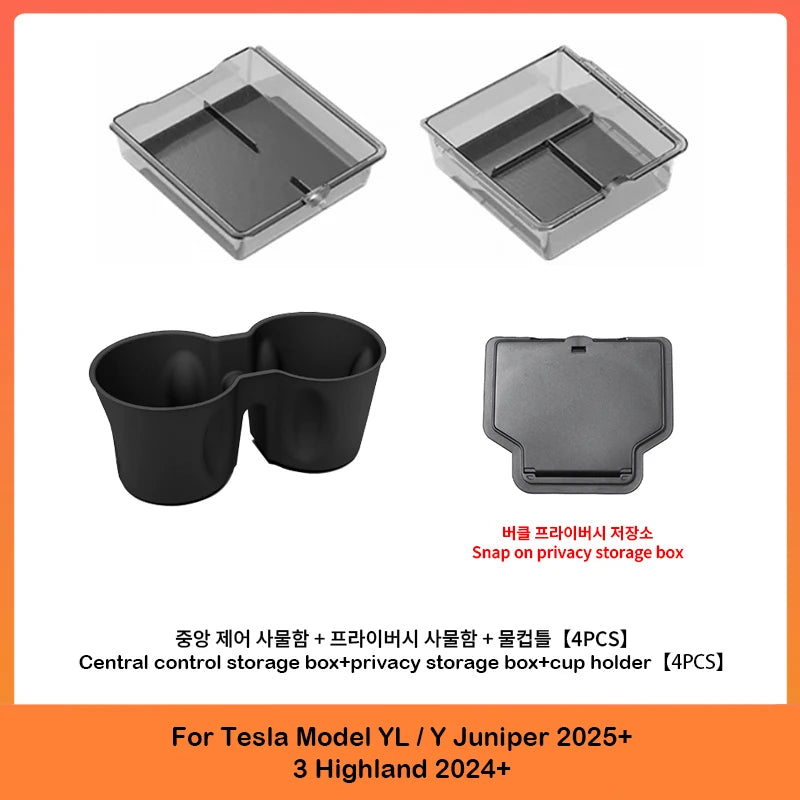 Center Console Upper Storage Box ABS Silicone Non-Slip Front Rear Armrest For Tesla Model 3 Model Y Juniper YL Car Supplies