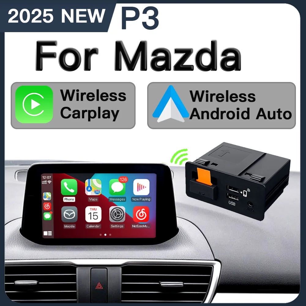 2025 New P3 Bluetooth Wireless CarPlay Android Auto USB Adapter Hub OEM for Retrofit Mazda 2 3 6 CX3 CX5 CX8 CX9 MX5 TK78669U0C