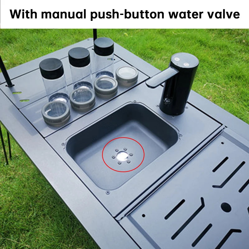 Outdoor Camping IGT Table Accessories Camping Sink Portable Foldable Kitchen Dish Sink with Cutting Board One Unit Water Dispens