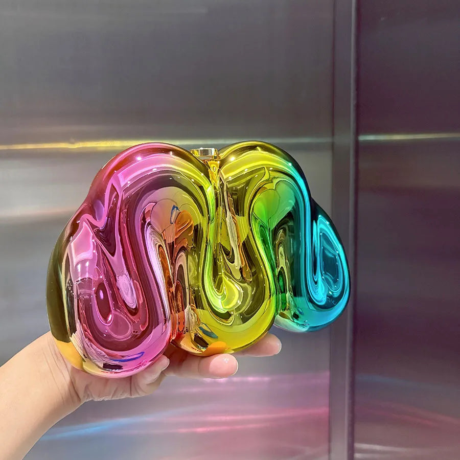 Personalized design acrylic bag, special-shaped bag, metallic glossy clutch bag