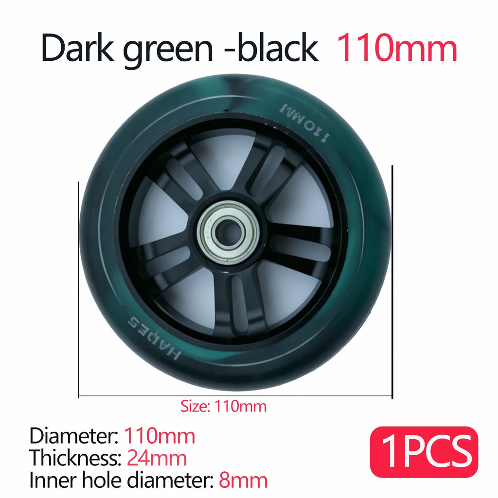 100/110/120mm Extreme Scooter Wheel, Aluminum Alloy Hub Impact Wear Resistant, Freestyle Racing Replacement Accessory