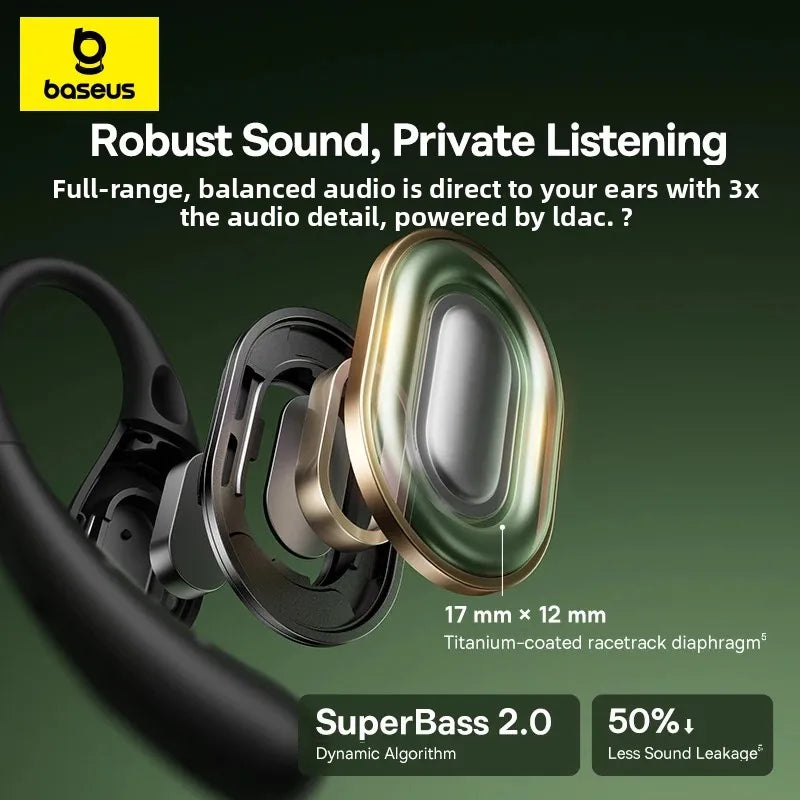 Baseus Eli Sport 2 Open-Ear Wireless Earphones Bluetooth 6.0 OWS Headphones Hi-Res with LDAC OWS Earphones Earhook Sport Earbuds