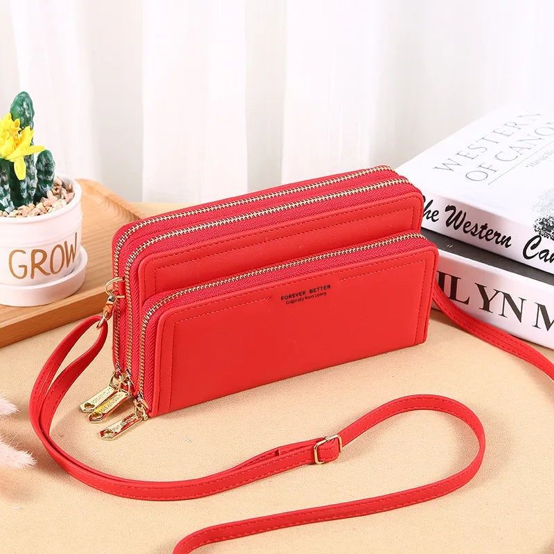 Ladies Wallet Double Layer Large Capacity Clutch Shoulder Bag Crossbody Mobile Phone Bag Coin Purse Card Holder Female Handbags