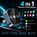 4 in 1 Wireless CarPlay Android Auto Adapter Wired To Wireless Converter AirPlay Miracast Mirror Link USB Plug & Play Mini Size