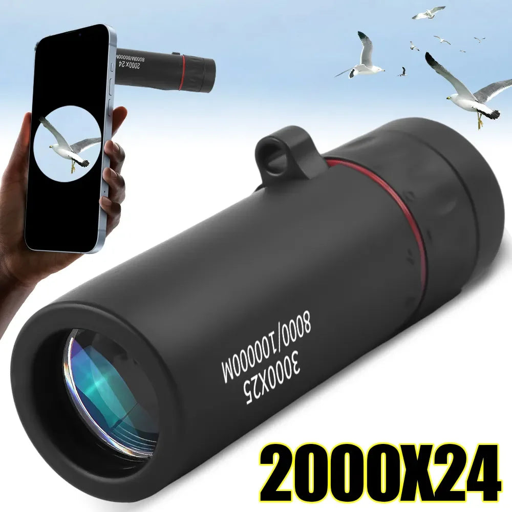 3000x25 Adult Professional HD Remote Monocular & Pocket Mini Portable Telescope for Outdoor Camping and Hunting