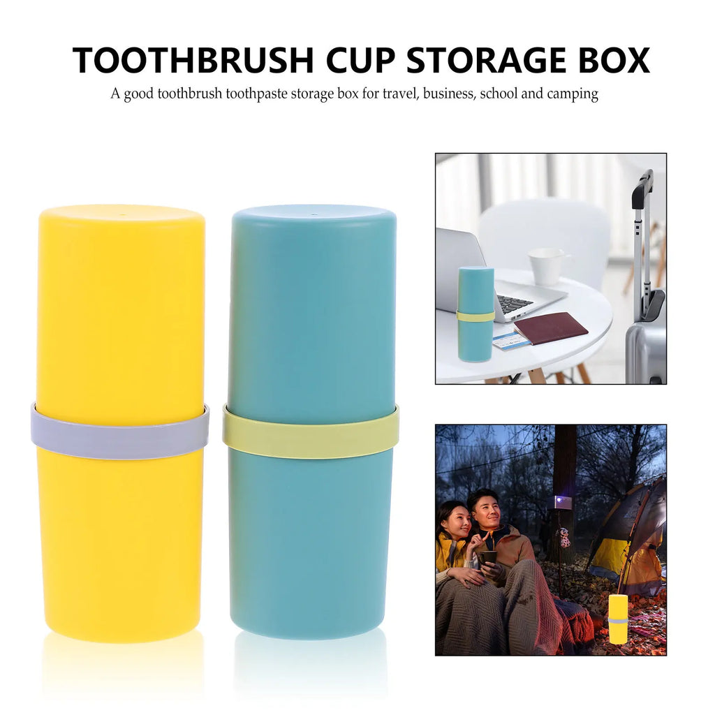 2Pcs PP Toothbrush Case Toothpaste Storage Box Lightweight Sealed Travel Toothbrush Holder with Matte Finish for Office Bathroom