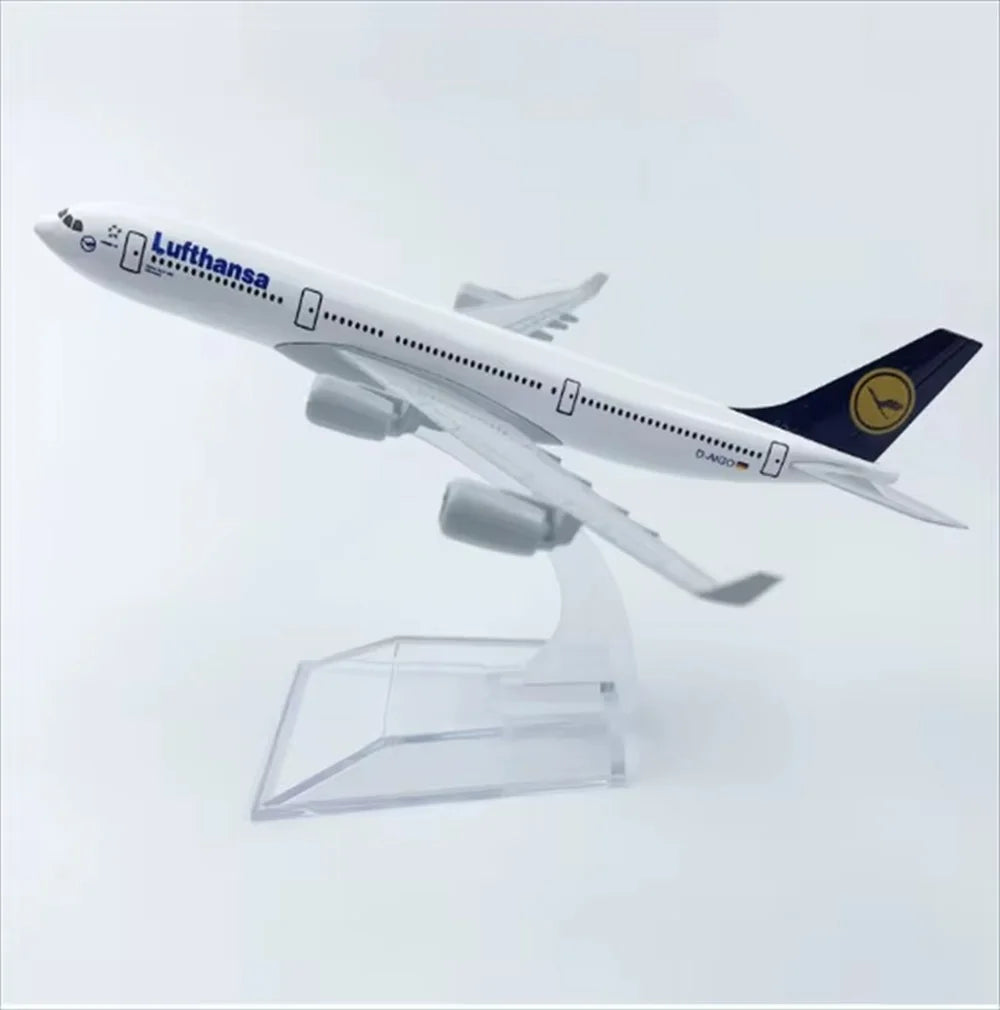 16cm 1:400 Scale Airbus A340 Series Aircraft Model Emirates Lufthansa Asia Airline Die-cast Alloy Airplane Model Toys For Gift