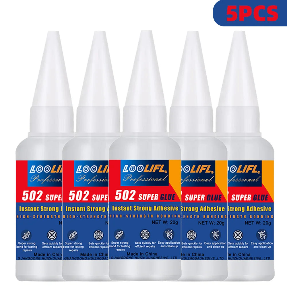 LOOLIFL 502 Super Glue 1-7Pcs X20g Instant Strong Adhesive Multi-Purpose Precision Glue for Plastic Wood Metal Rubber DIY Repair