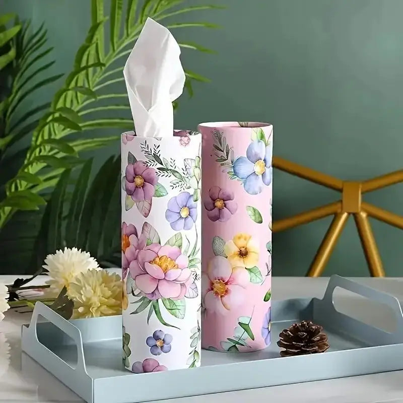 Elegant Floral Car Paper Towel Holder Stand, Multi-Functional Cup Holder & Travel Napkin Dispenser for Home & Auto Use
