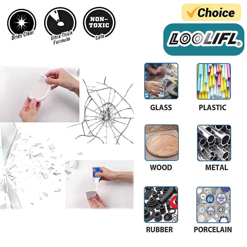 Loolifl New Upgraded 1-25Pcs Super Glue 496 Strong Cyanoacrylate Instant Adhesive, Quick-Drying in 5 Seconds, Waterproof and Stable, Universal Bonding Tool