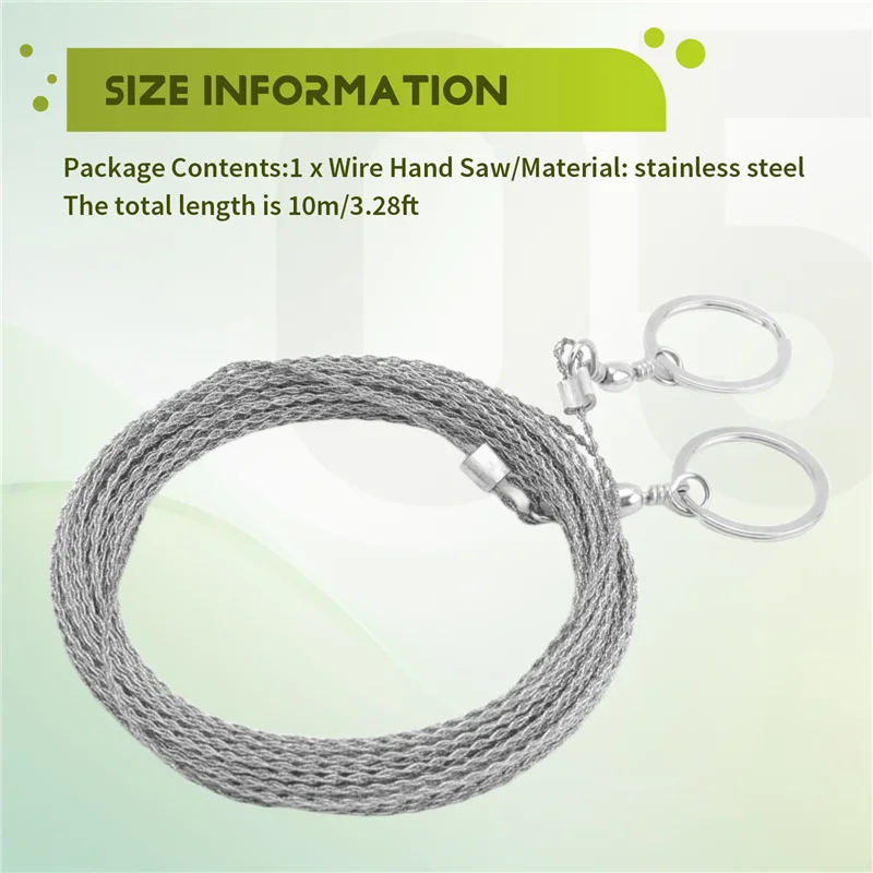Mini Stainless Steel Wire Saw,Pocket Chainsaw,Portable Camping Saw Wire Saw,Wire Hand Saw Field Saw Wire 10M-A45M