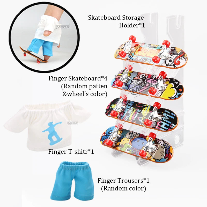 Profession Finger Boarding DIY Ramp Park Finger Scooter Finger Skateboard with Metal Bridge Skate Trucks Kid Pocket Toys Gift