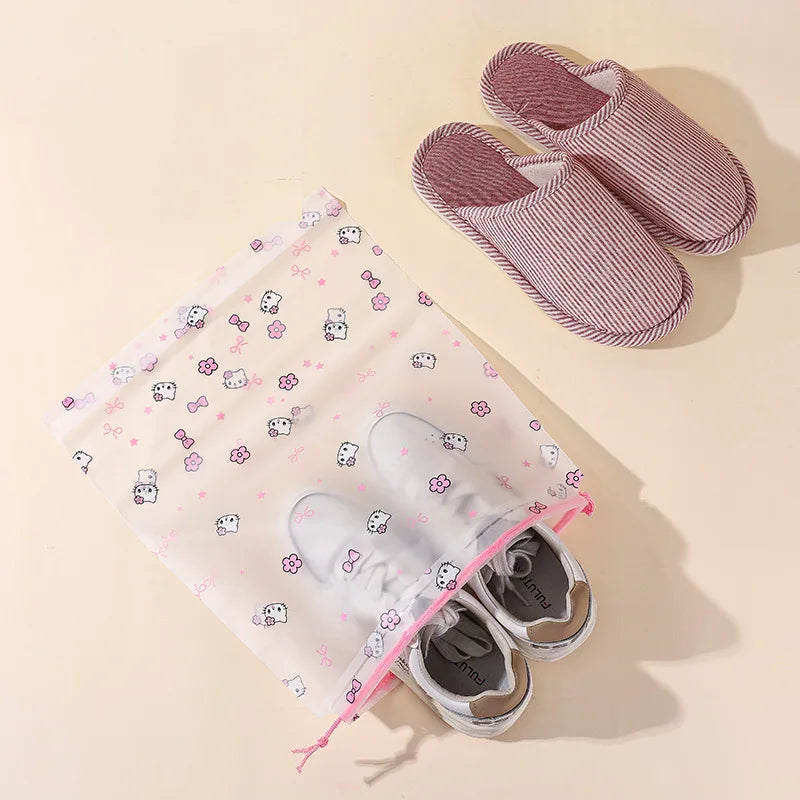 10Pcs Transparent Waterproof Travel Cosmetic Bag Towel Socks Plastic Drawstring Storage Bag Bathroom Transparent Beach Bag