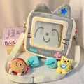 JIAERDI Plush Square Smiling Cat Shoulder Bag Women Transparent Cartoon Crossbody Bag Female Harajuku Cute Ita Bag Bolsas Mujer