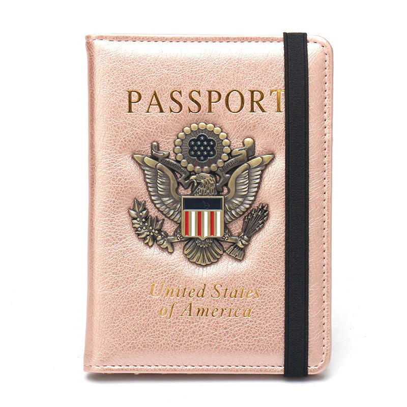 USA Passport Cover PU Leather, Personalized American Passport Holder for Men & Women, US Travel Document Case