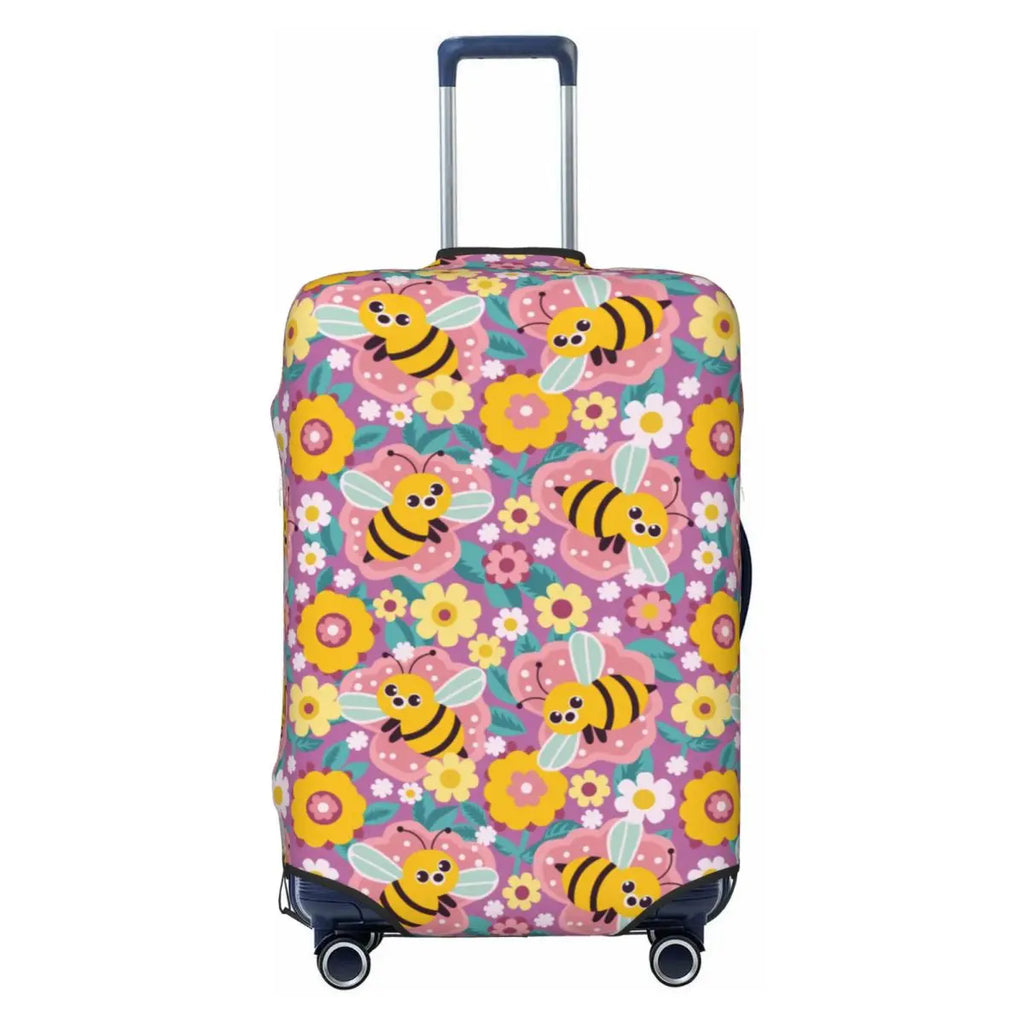 Honeycomb With Bees Suitcase Cover Elastic Cute Honey Bumblebee Luggage Protective Covers for 18-32 inch