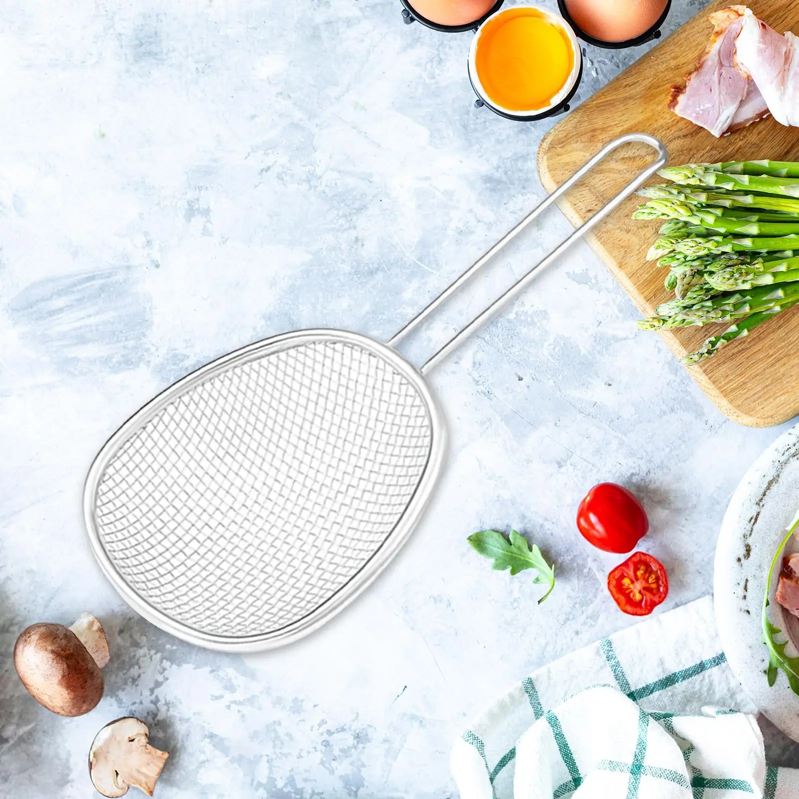Stainless Steel Pasta Spaghetti Strainer, Ergonomic Handle Kitchen Utensil Dumpling Colander Accessories Food Strainer Colander,