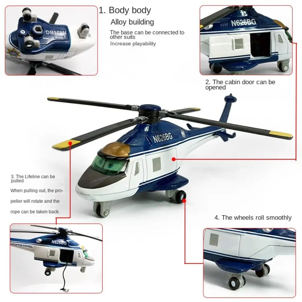 Cute Alloy Pixar Planes Toys Lifelike Cartoon Aircraft mobilization Toys Helicopter Model Toy