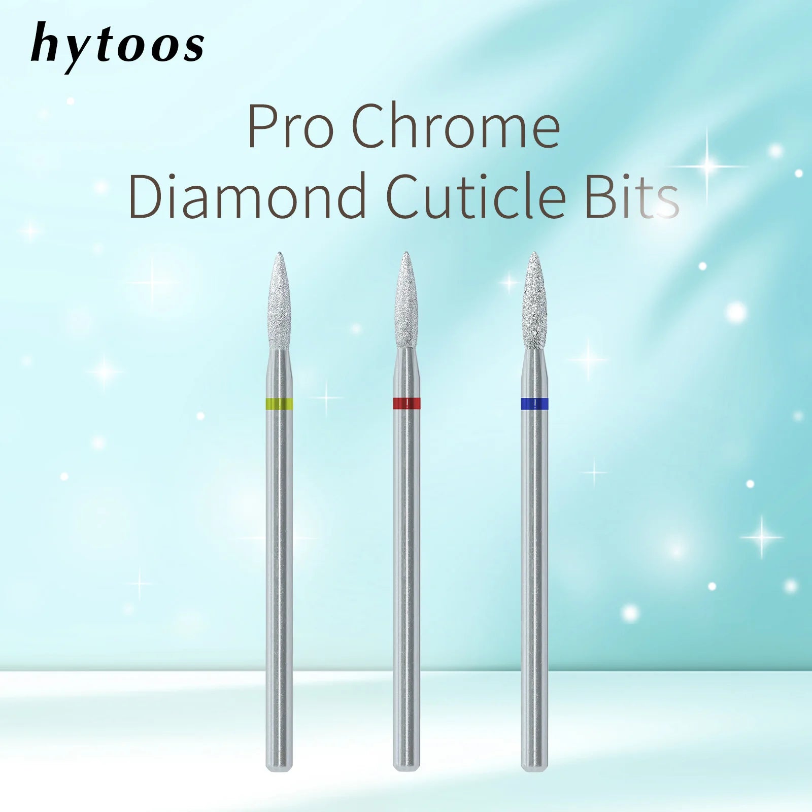 HYTOOS 2mm Flame Chrome Diamond Nail Drill Bits Pro Russian Cuticle Bit for Nail Drill Dead Skin Cuticle Cleaner Nails PrepTools