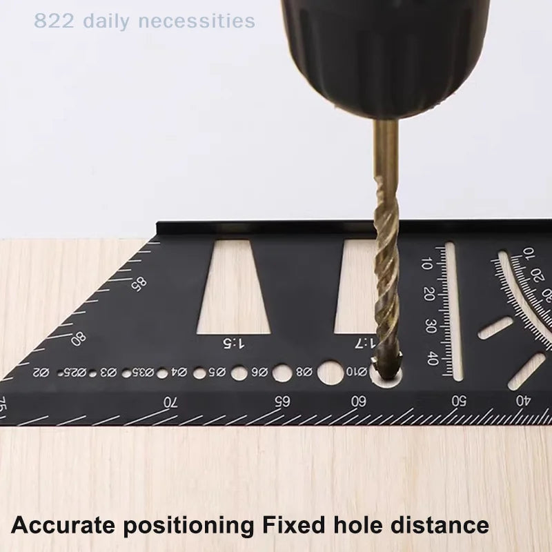 Multifunctional Locate Carpenter Angle Ruler 3D Miter Angle Measuring Tool Perforated Positioning Ruler 45 90 Degree Lines Ruler