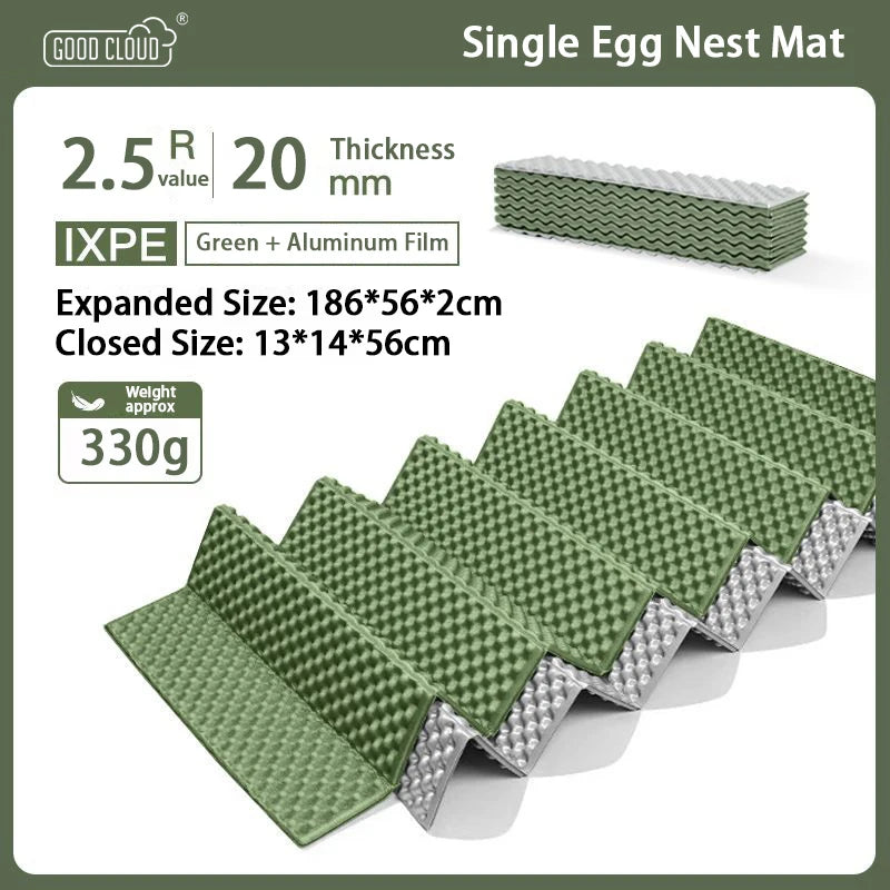 IXPE Aluminum Film Egg Nest Mat Foldable Waterproof Camping Mat for 1-2 Person Hiking Travel Backpacking Widen Tent Sleeping Pad