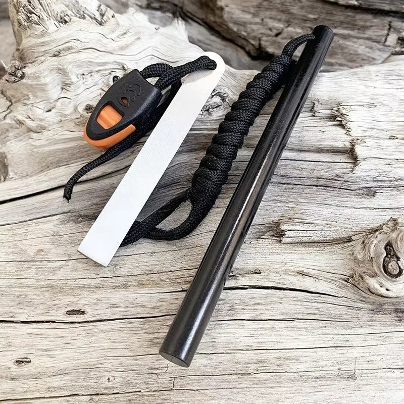 Rainproof Flint Magnesium Rod 10*150mm White Steel Scraper Whistle Camping Gnition Flint Rod EDC Survival Fire Starting Tool