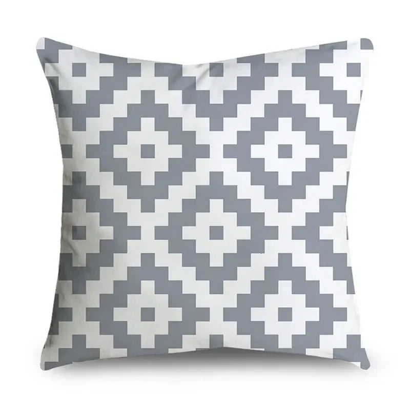 Gray Striped Geometric Double-sided Printed pillow cover Short plush Suitable living rooms bedrooms sofas throw cushion cover