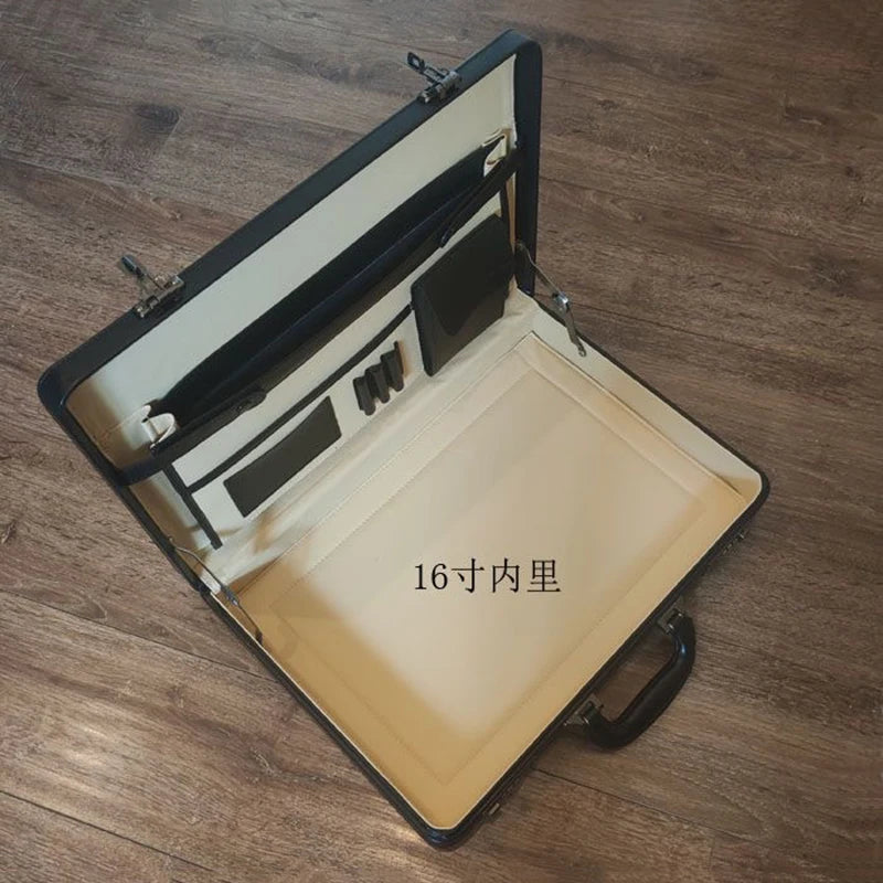 Password Box Multi-function Portable Suitcase Business Men Leather Laptop Box Messenger Bag 18"19" Inch Briefcase