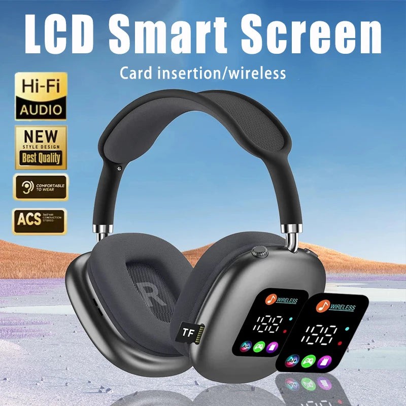 Wireless Headphone AKZ MAX600 Noise Cancelling Headphones Can Use Memory Card Hybrid With Touch Control LED Screen