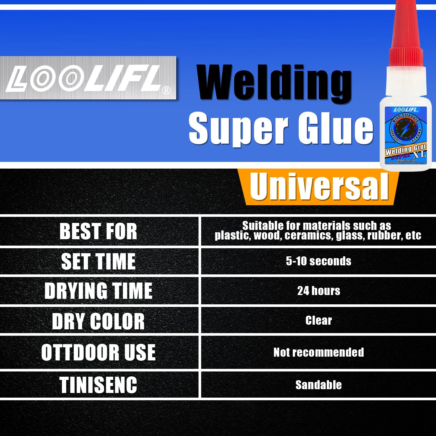 LOOLIFL50g High Strength Welding Oily Super Glue Universal Clear Non-Marking Repair Adhesive Instant Glue Strong Fast SuperGlue