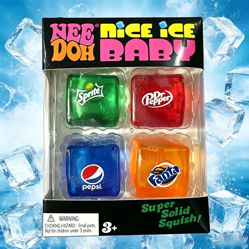 New Schylling NeeDoh Nice Cube Squishy Fidget Toy Set, Sensory Stress Relief Squeeze Cube, Anxiety Calming Focus Desk Toy, Porta